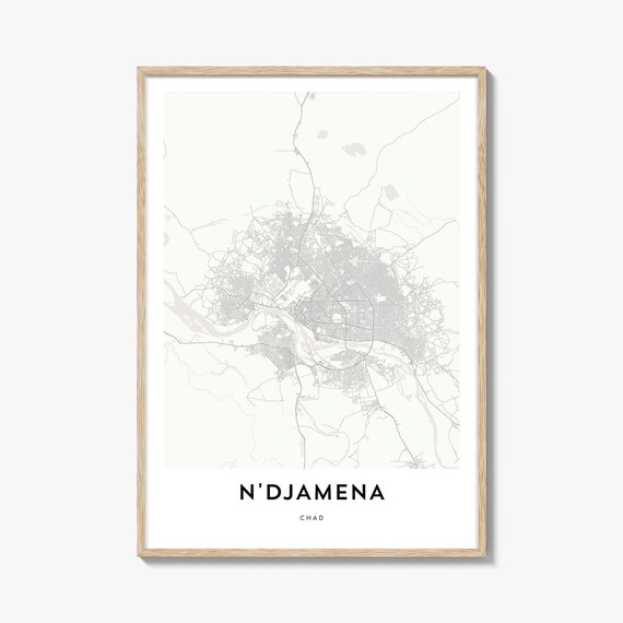N'Djamena Chad Minimalist City Street Map Travel Home Decor Poster