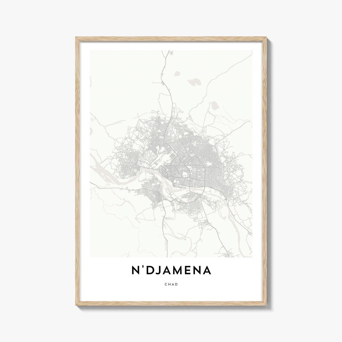 N'Djamena Chad Minimalist City Street Map Travel Home Decor Poster
