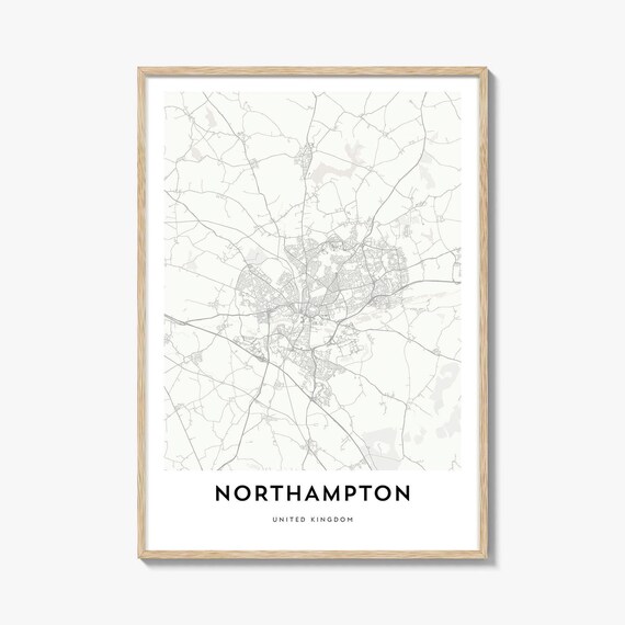Northampton England City Street Map Minimalist Art Decor Poster