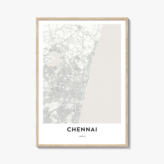 Chennai India Minimalist Coastal City Street Map Home Office Poster
