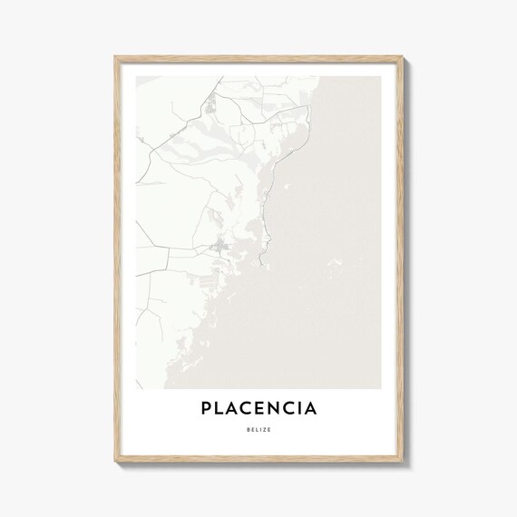 Placencia Belize Minimalist Coastal City Map Line Art Poster