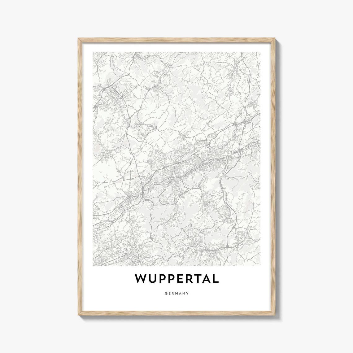 Wuppertal Germany Minimalist Street Map City Artwork Decor Poster