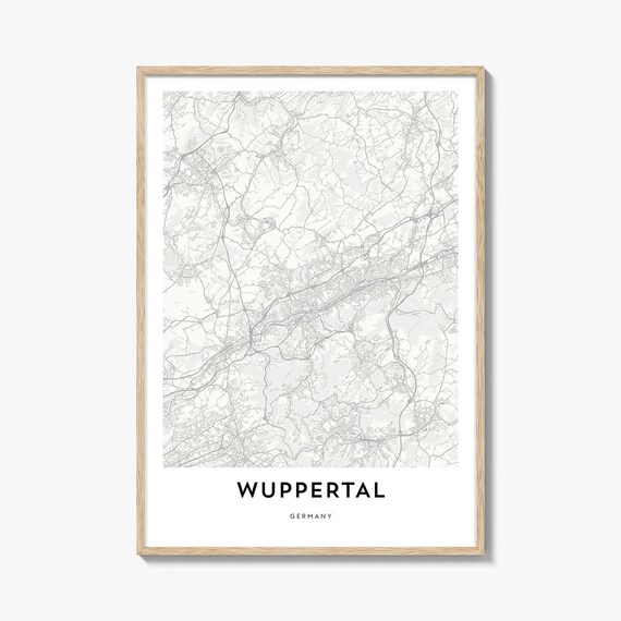 Wuppertal Germany Minimalist Street Map City Artwork Decor Poster