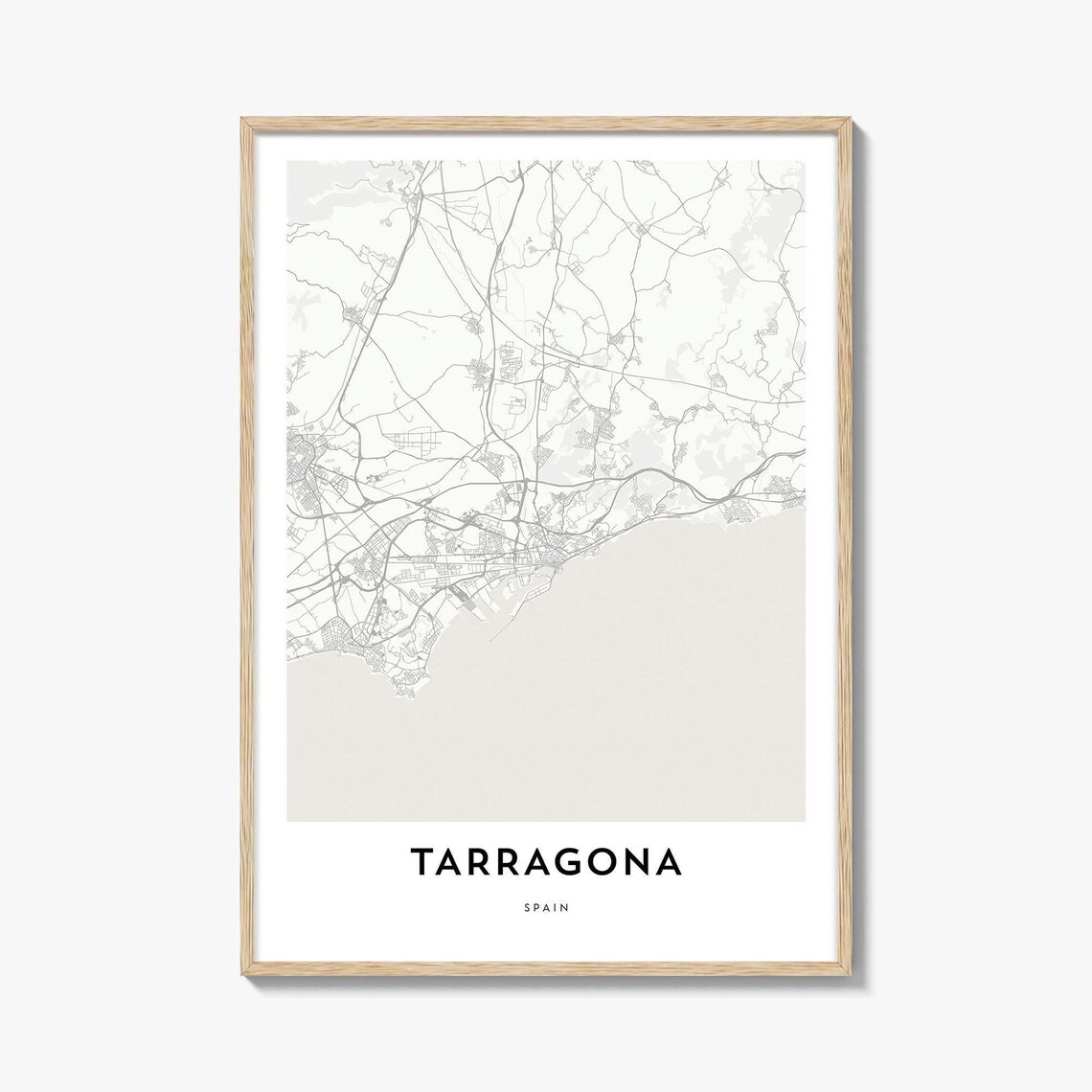Tarragona Spain Mediterranean City Street Map Minimalist Travel Poster
