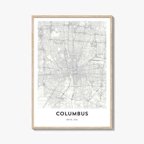 Columbus Ohio Minimalist City Street Map Line Art Wall Decor Print
