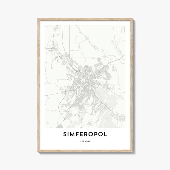 Simferopol Ukraine White Minimalist City Map Modern Travel Poster