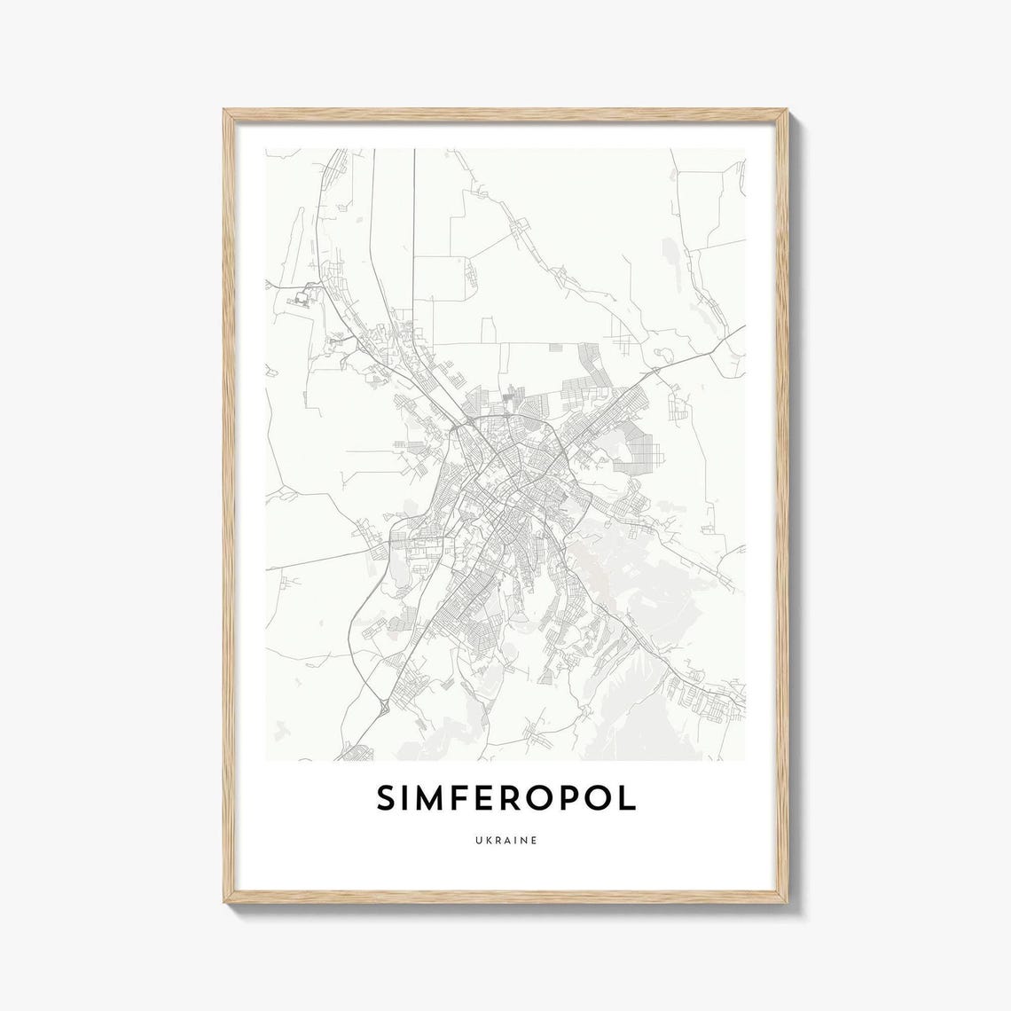 Simferopol Ukraine White Minimalist City Map Modern Travel Poster