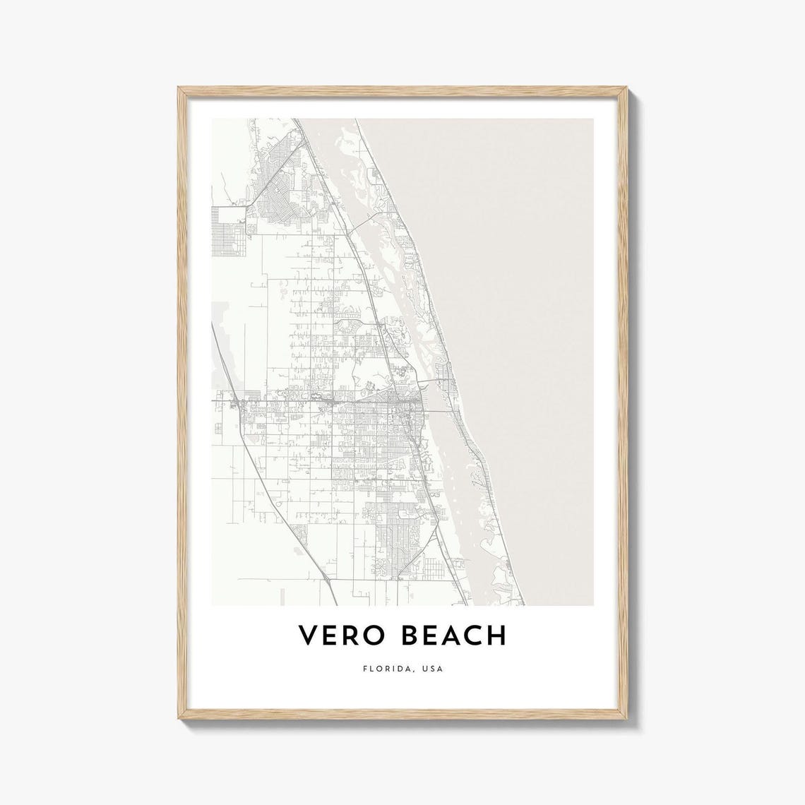 Vero Beach Florida Minimalist Coastal City Map Decor Art Poster