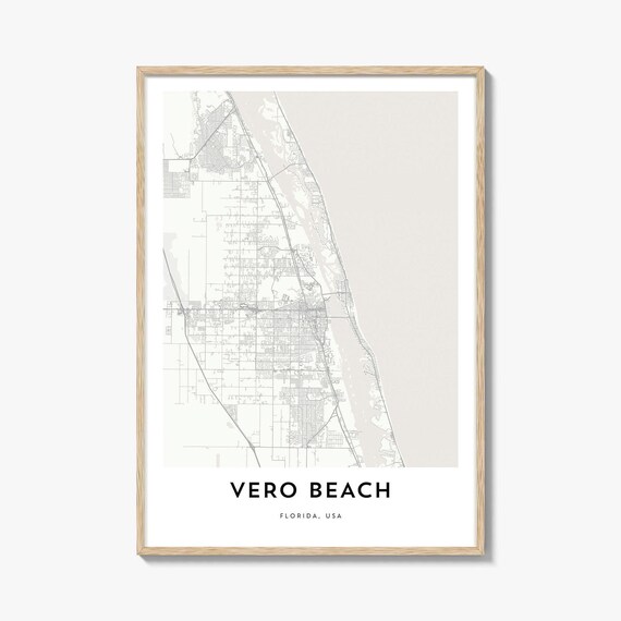 Vero Beach Florida Minimalist Coastal City Map Decor Art Poster