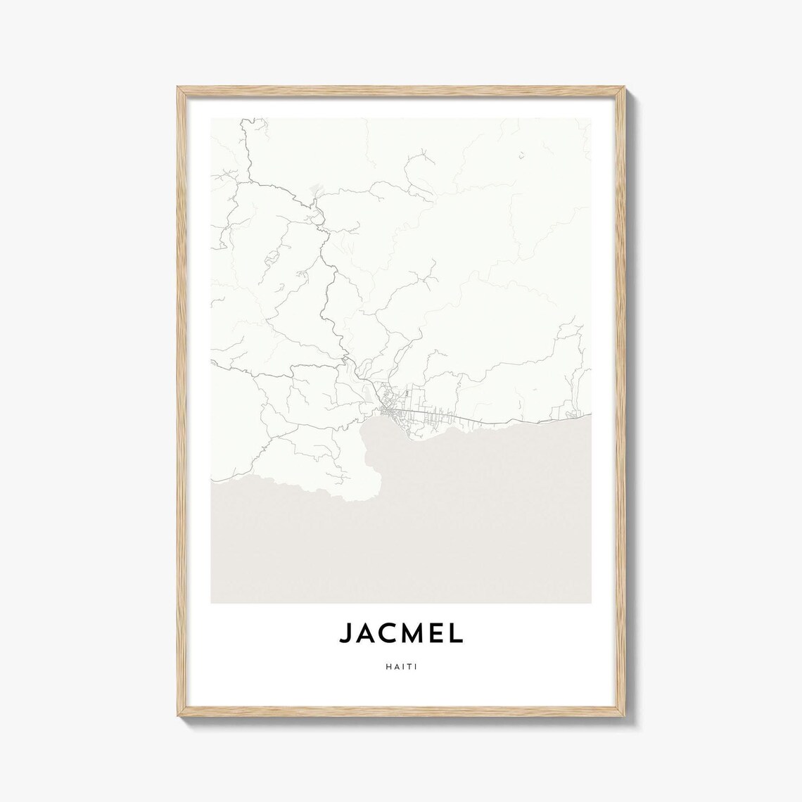Jacmel Haiti Minimalist Coastal Street Map City Travel Wall Poster