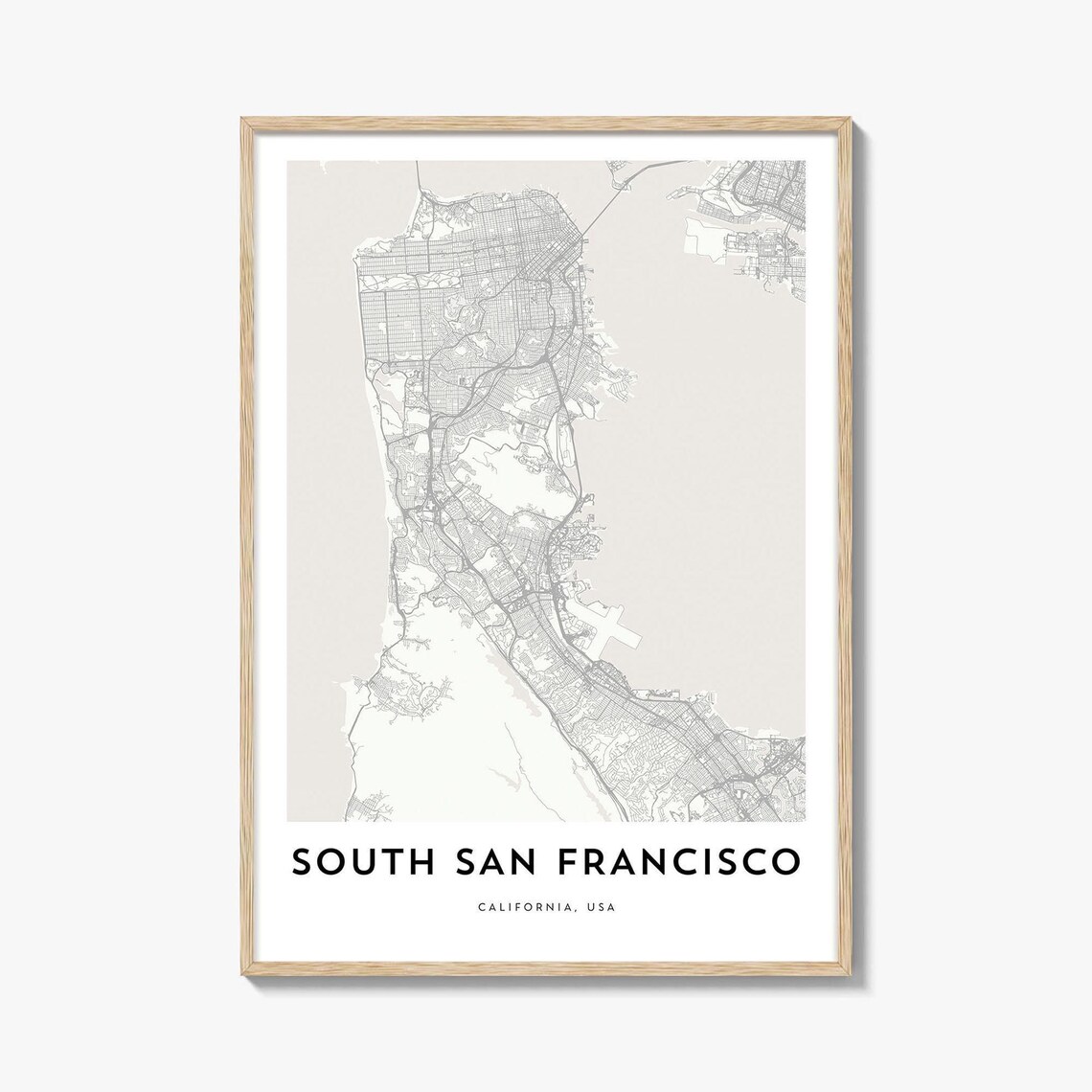 South San Francisco California Minimalist City Street Map Poster