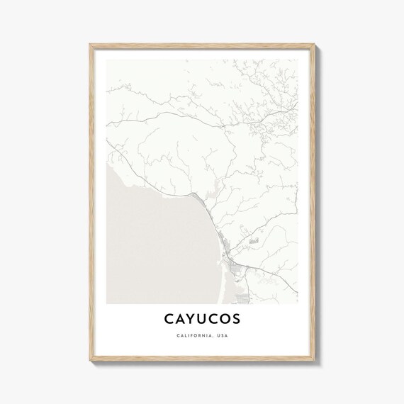 Cayucos California Minimalist Coastal Town Map Line Art Poster