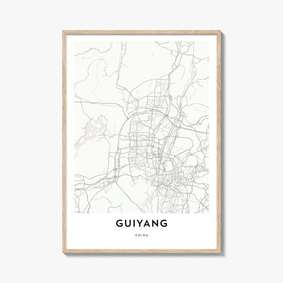 Guiyang China Minimalist Street Map Modern Line Art City Poster