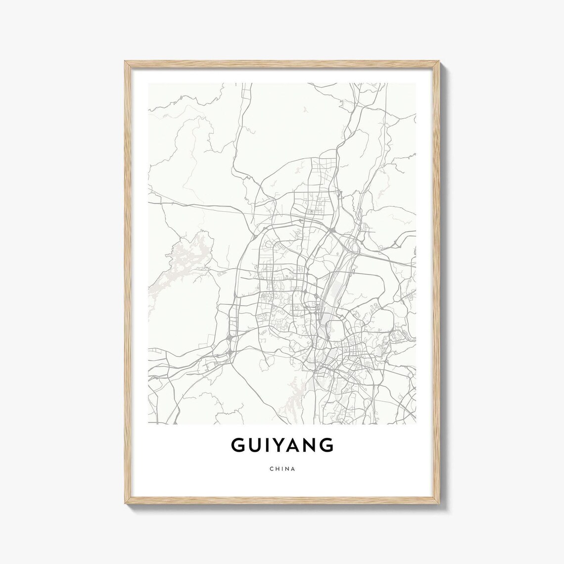 Guiyang China Minimalist Street Map Modern Line Art City Poster