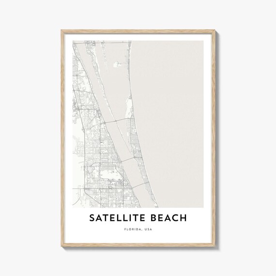 Satellite Beach Florida USA Minimalist Coastal Line Map Art Poster