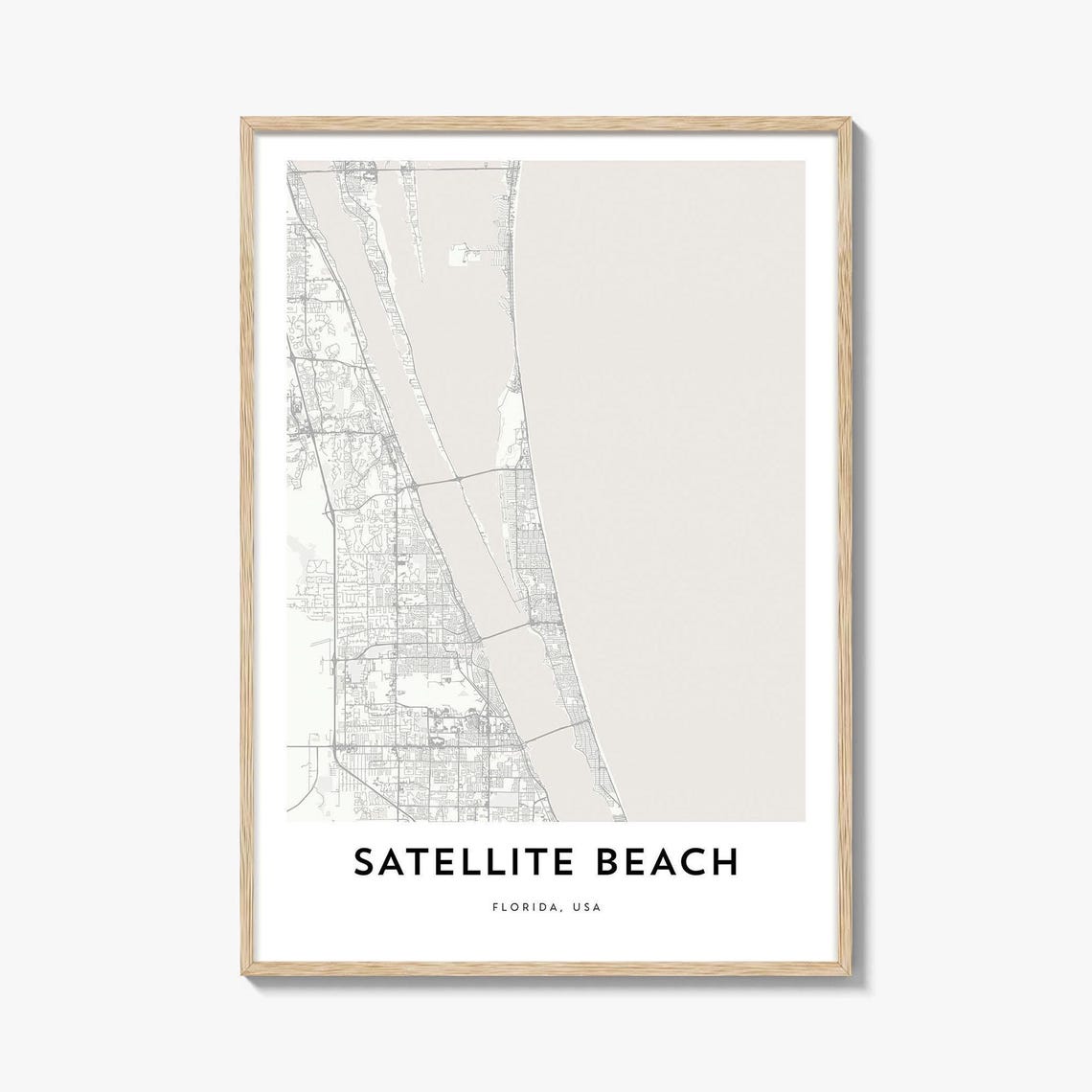 Satellite Beach Florida USA Minimalist Coastal Line Map Art Poster
