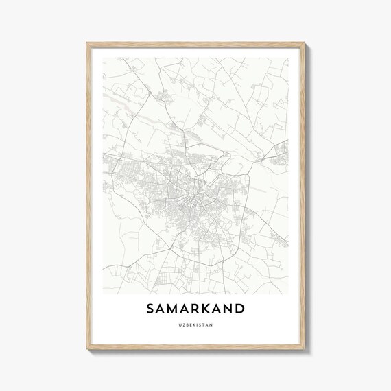 Samarkand Uzbekistan Minimalist City Street Map Line Art Print