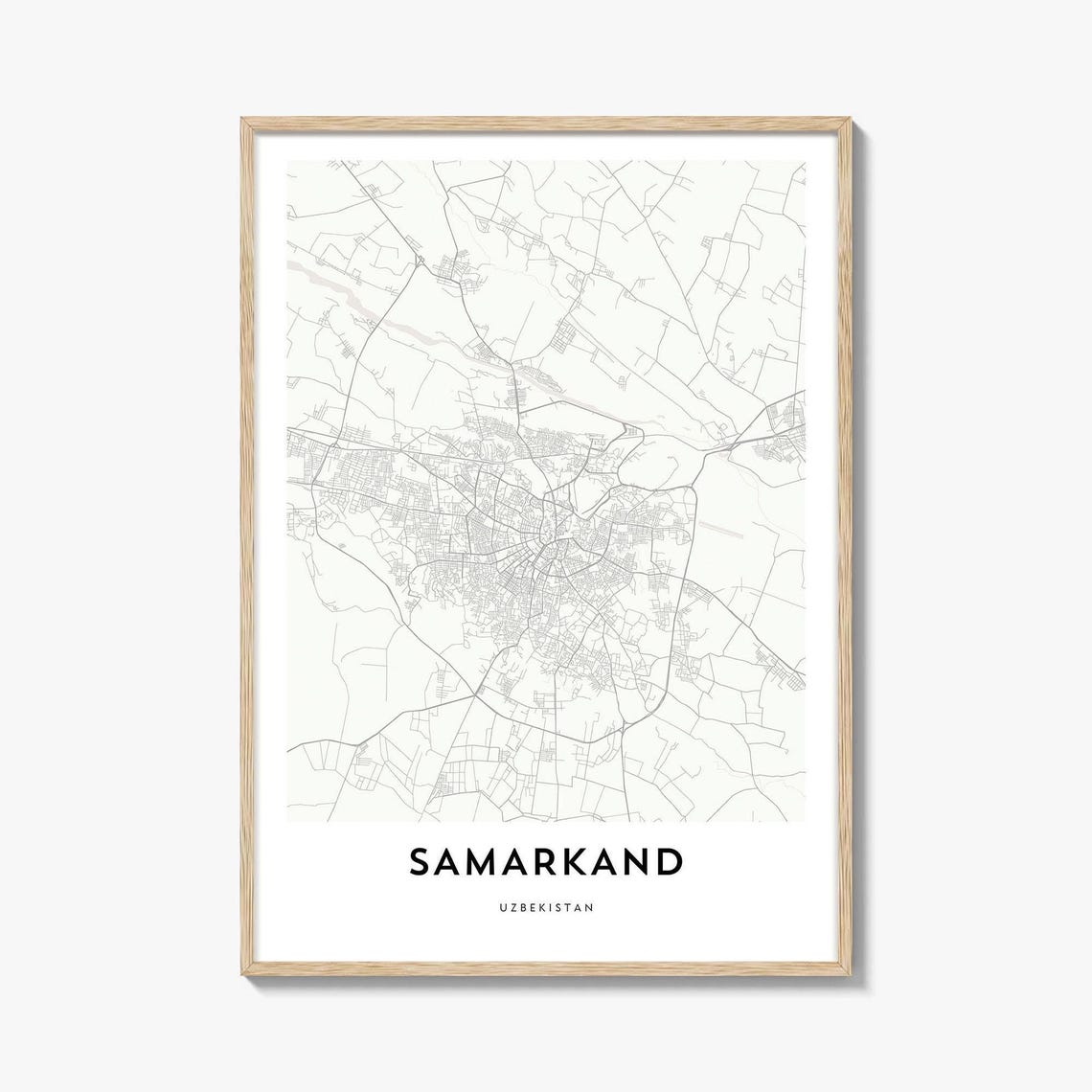 Samarkand Uzbekistan Minimalist City Street Map Line Art Print