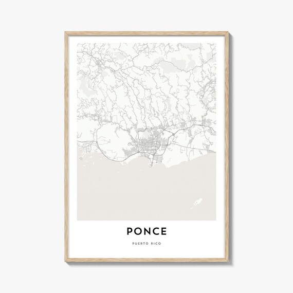 Ponce Puerto Rico Minimalist Beige City Street Map Art Poster