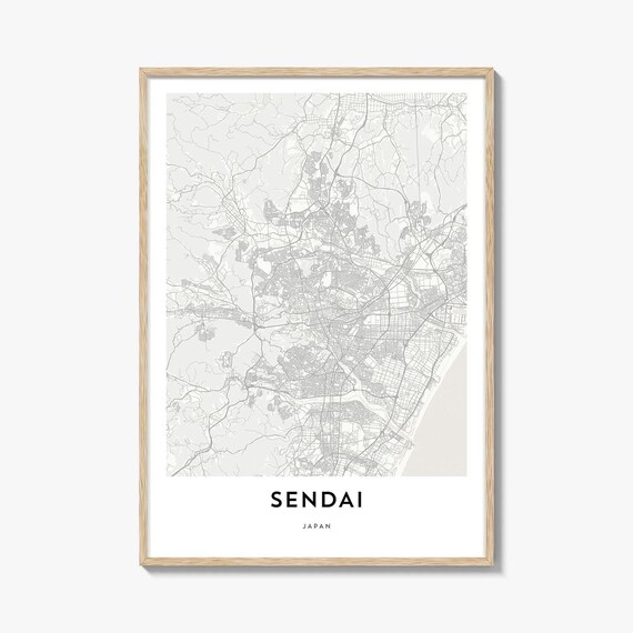 Minimalist Sendai Japan City Street Map Gift Poster Art Design