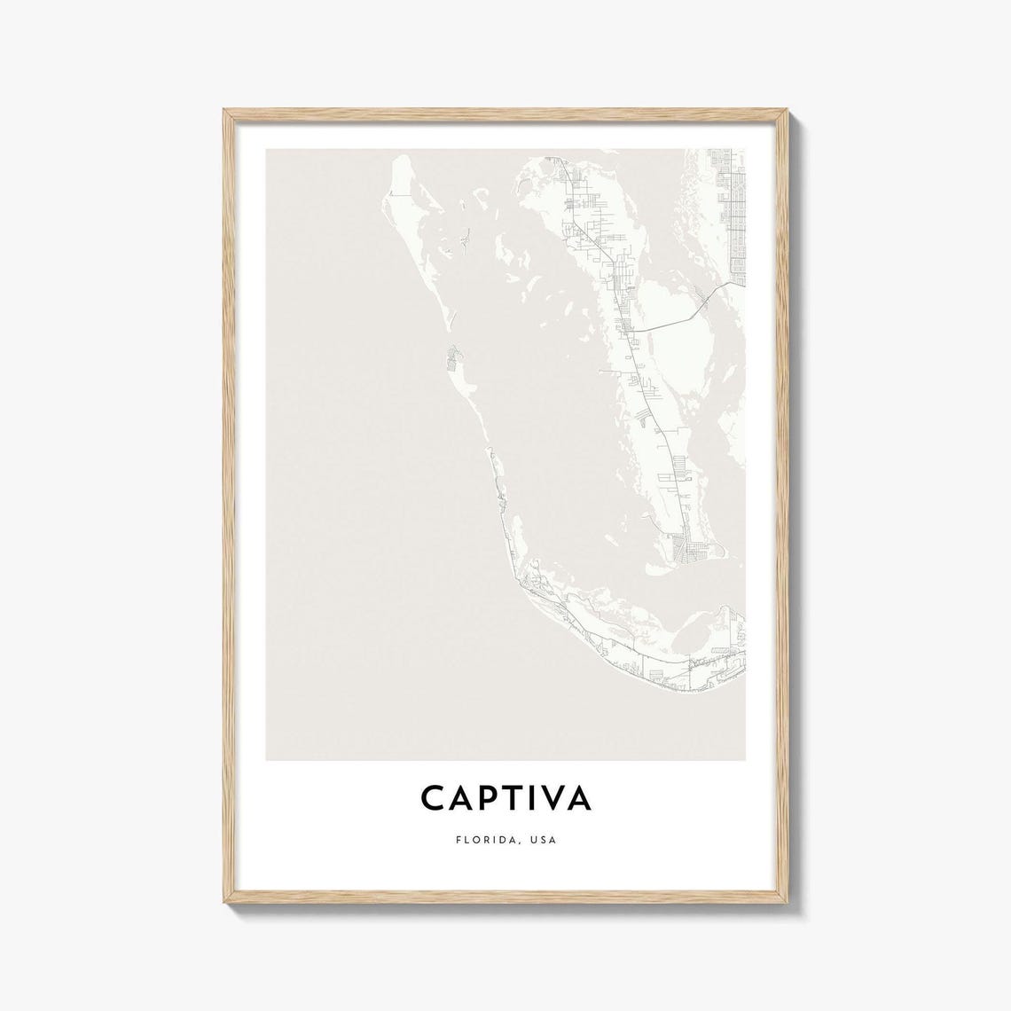 Captiva Florida Island Minimalist Street Map Wall Art Gift Decor