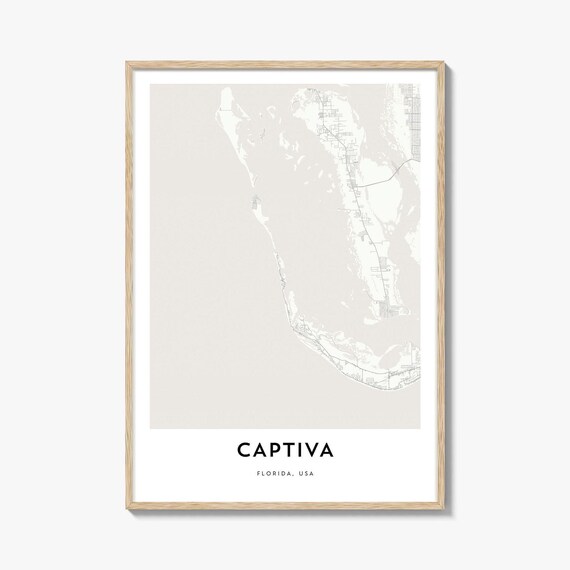 Captiva Florida Island Minimalist Street Map Wall Art Gift Decor