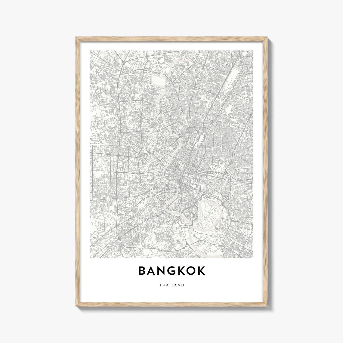 Bangkok Thailand Minimalist City Street Map Urban Decor Poster