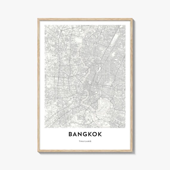 Bangkok Thailand Minimalist City Street Map Urban Decor Poster
