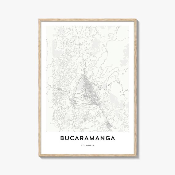 Bucaramanga Colombia Minimalist Street Map Black and White Print