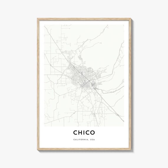Chico California USA Minimalist City Street Map Art Gift Poster