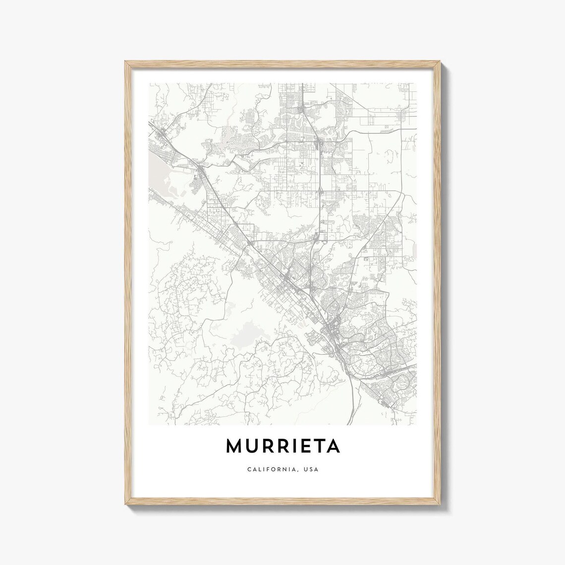 Murrieta California Minimalist City Street Map Travel Poster