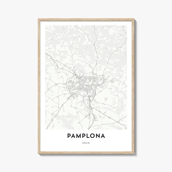 Pamplona Spain Minimalist Street Map Light Modern City Poster