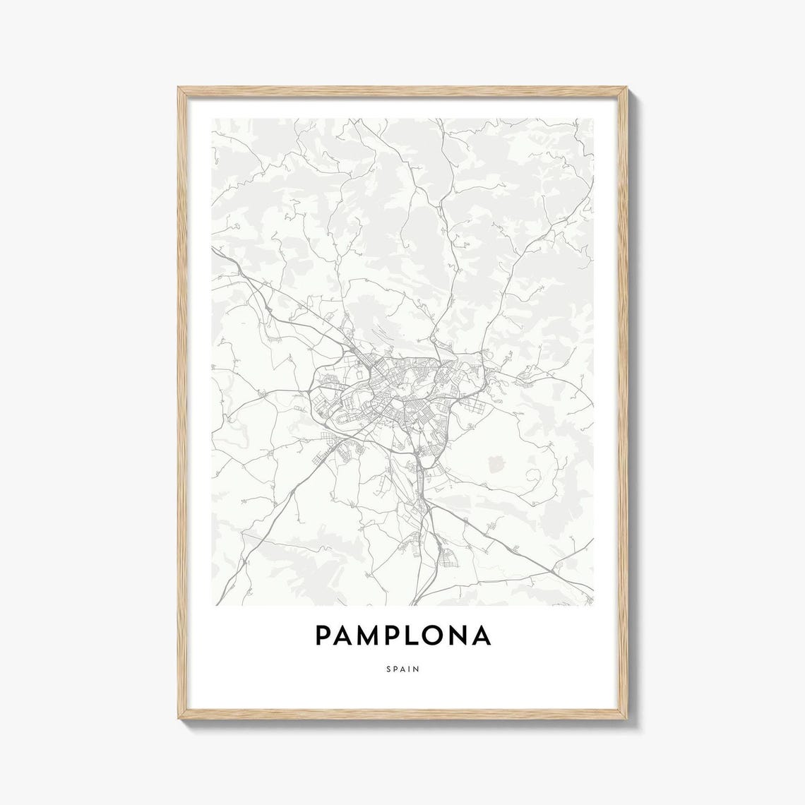 Pamplona Spain Minimalist Street Map Light Modern City Poster