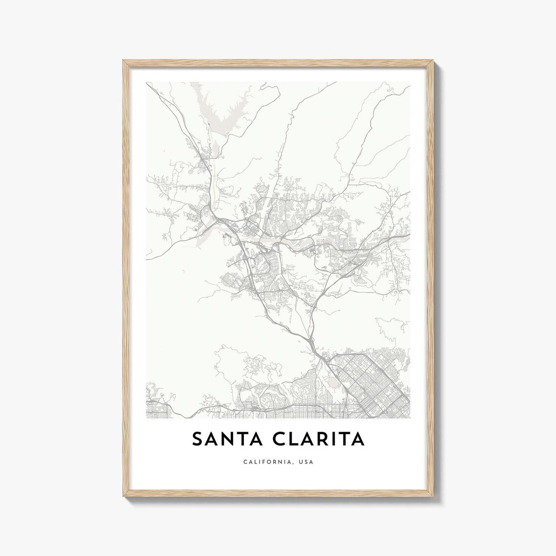 Santa Clarita California Los Angeles Minimalist Street Map Poster