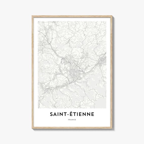 Saint-Etienne France Loire Valley Minimalist Street Map Art Poster