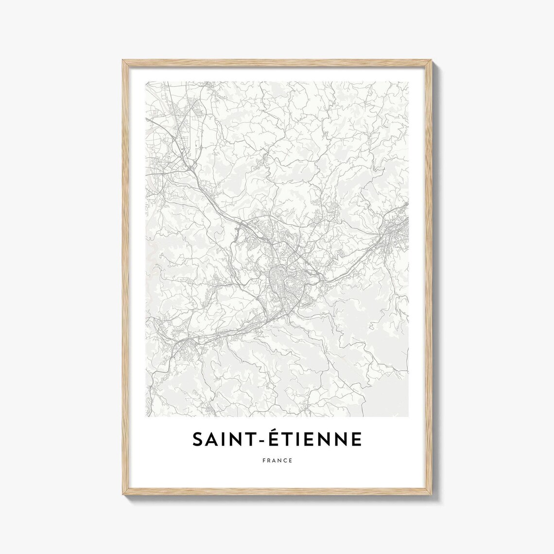 Saint-Etienne France Loire Valley Minimalist Street Map Art Poster