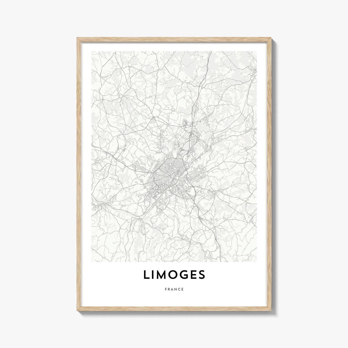 Limoges France Minimalist City Map Poster in Clean White Style