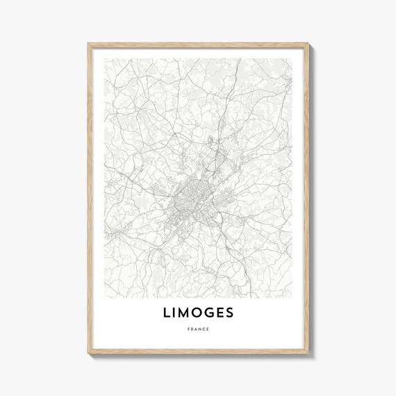 Limoges France Minimalist City Map Poster in Clean White Style