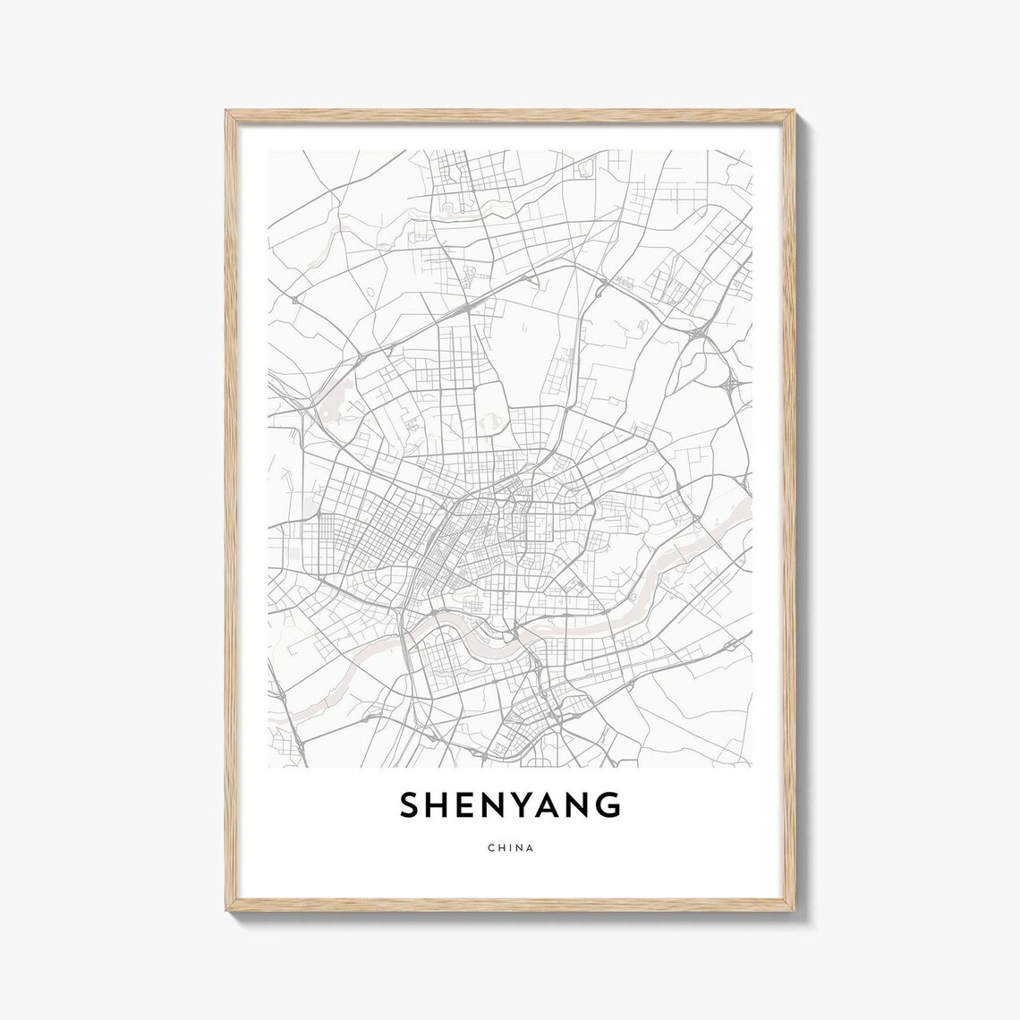 Shenyang China Minimalist City Map Street Line Art Travel Poster