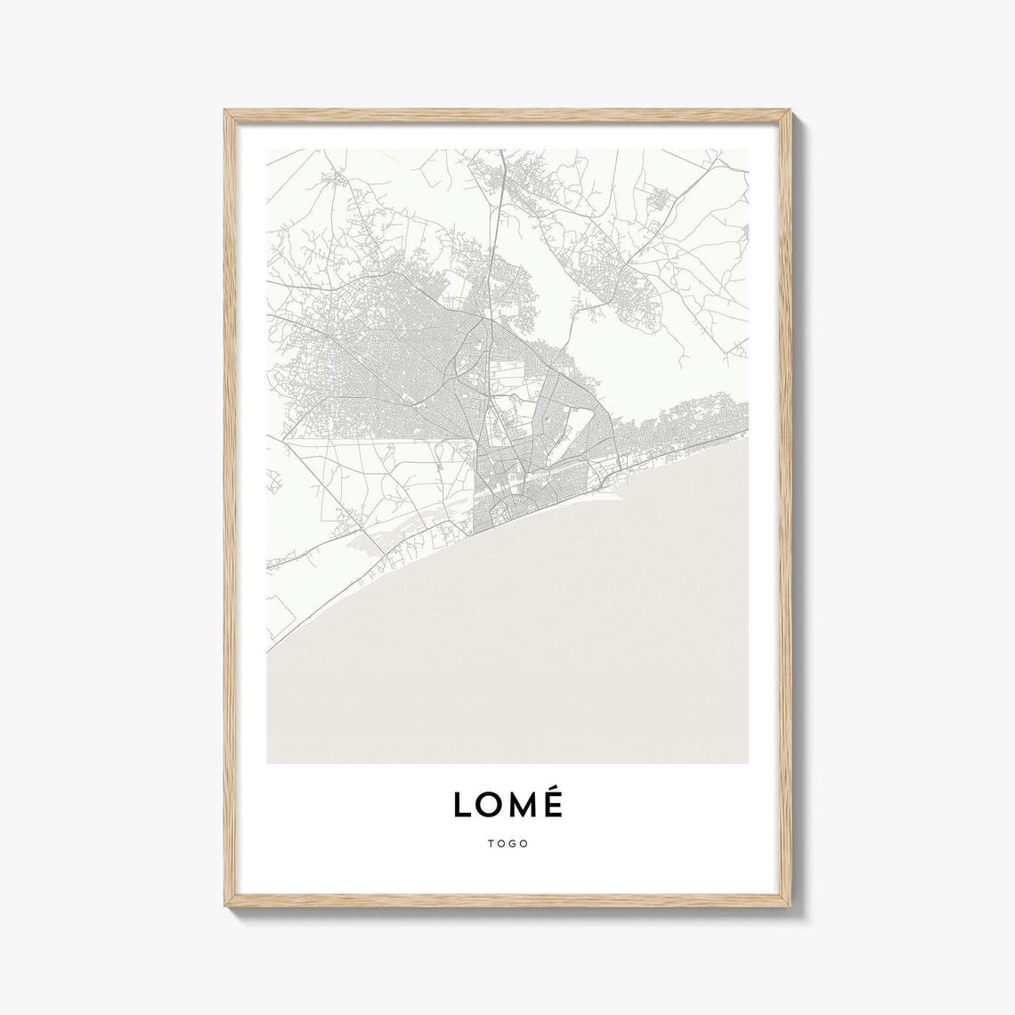 Lome Togo Minimalist Coastal City Map Line Art Poster Wall Decor
