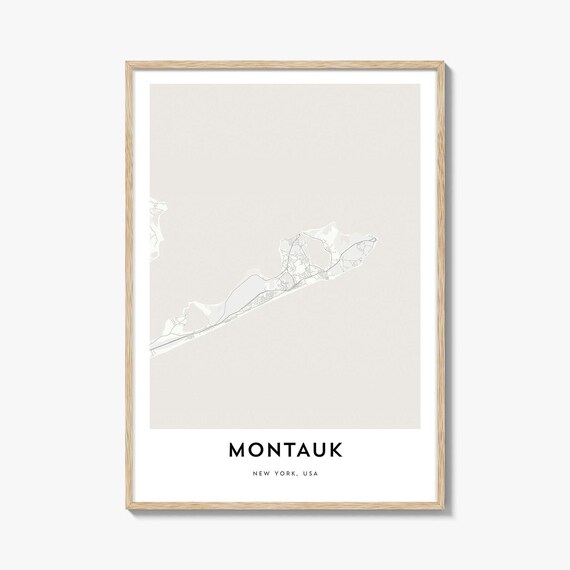 Montauk New York Hamptons Minimalist Coastal Map Travel Poster