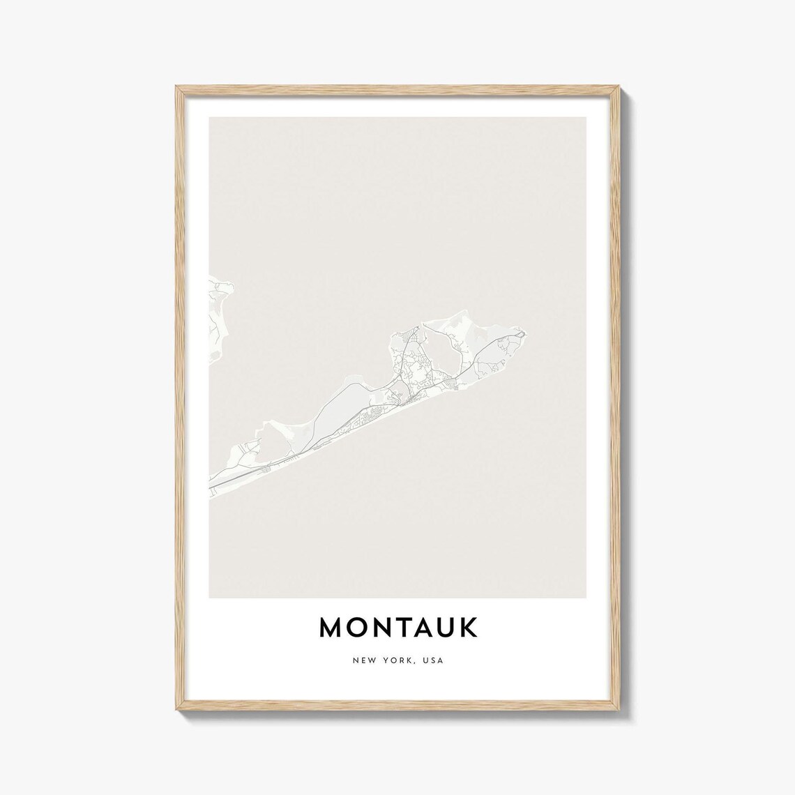 Montauk New York Hamptons Minimalist Coastal Map Travel Poster