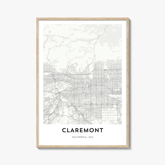 Claremont California USA Minimalist City Street Map Wall Decor Poster
