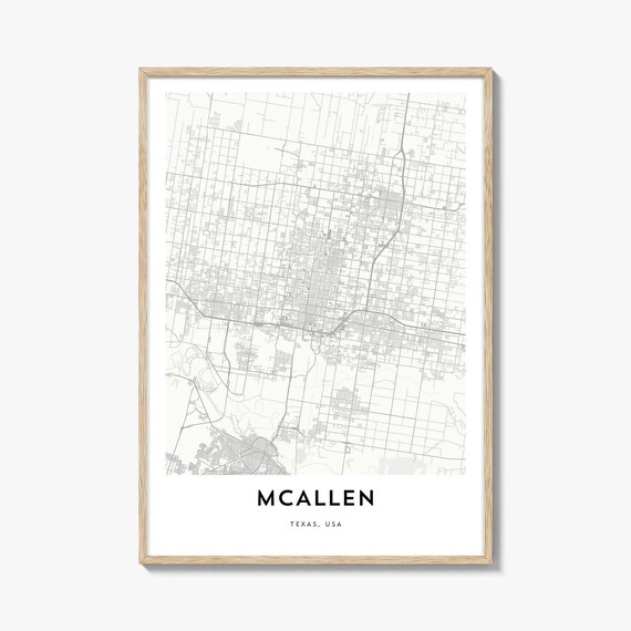 McAllen Texas USA Minimalist City Map Street Art Rio Grande Travel Print