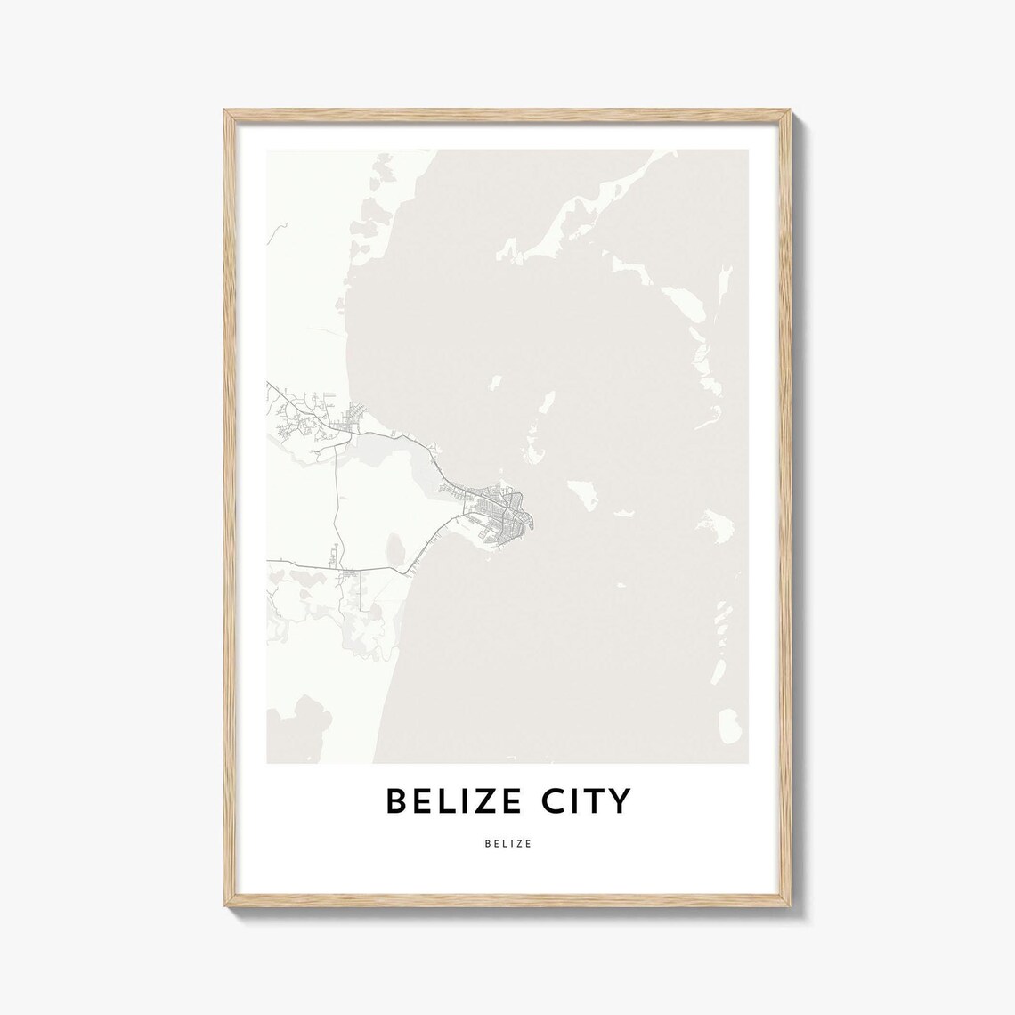 Belize City Belize Minimalist Coastal City Street Map Line Art Poster