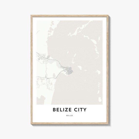 Belize City Belize Minimalist Coastal City Street Map Line Art Poster