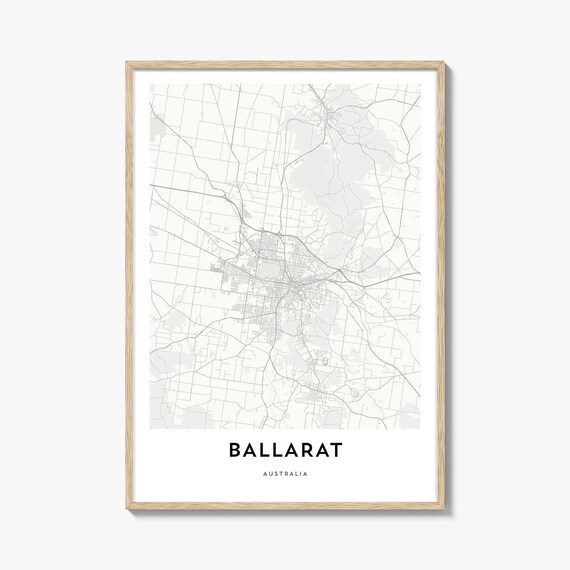 Ballarat Australia Minimalist Black and White City Map Poster
