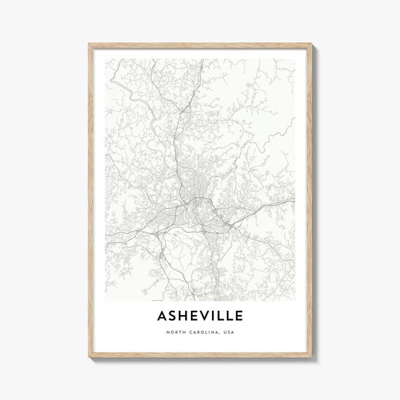 Asheville North Carolina USA Minimalist City Map Line Art Poster