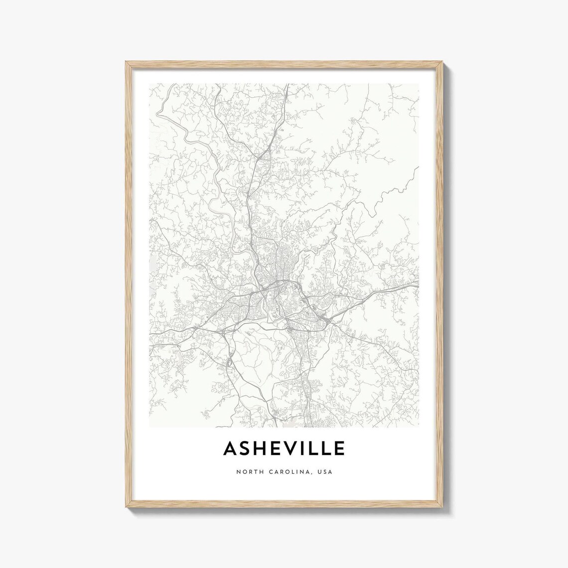 Asheville North Carolina USA Minimalist City Map Line Art Poster