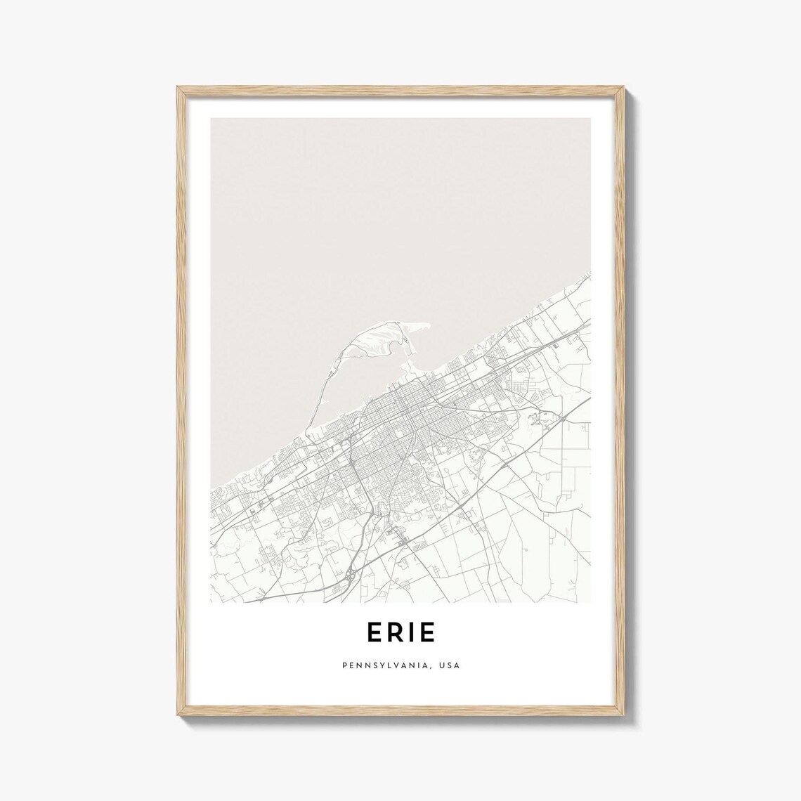 Erie Pennsylvania Minimalist City Map Street Line Art Poster